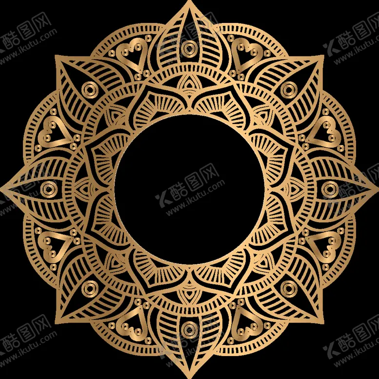 编号：81719110180044137041【酷图网】源文件下载-金色复古花纹透明底免抠图