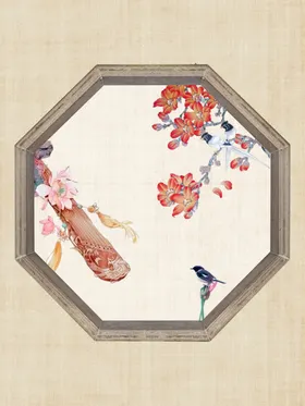 中国风新式山水花鸟画装饰画晶瓷画