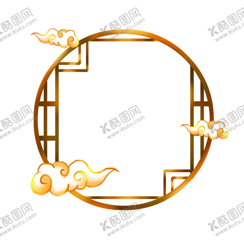 编号：34297609172018416975【酷图网】源文件下载-中国风古典祥云圆形窗户边框