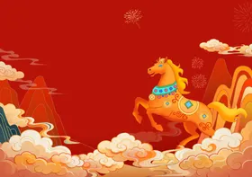 马年矢量海报展板物料