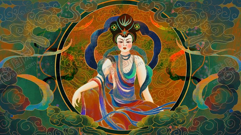 编号：57673009110009071644【酷图网】源文件下载-敦煌插画壁画背景海报素材