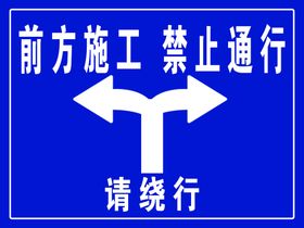 道路施工 禁止通行 标识牌