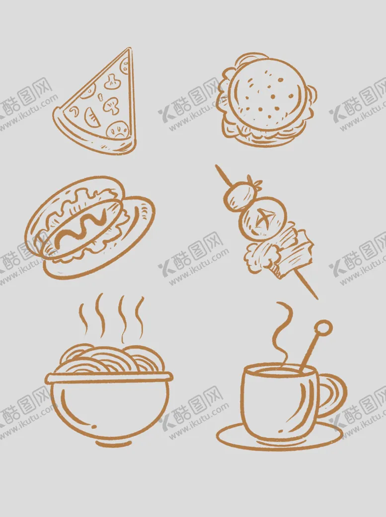 编号：25409710040730103079【酷图网】源文件下载-咖啡美食线条图