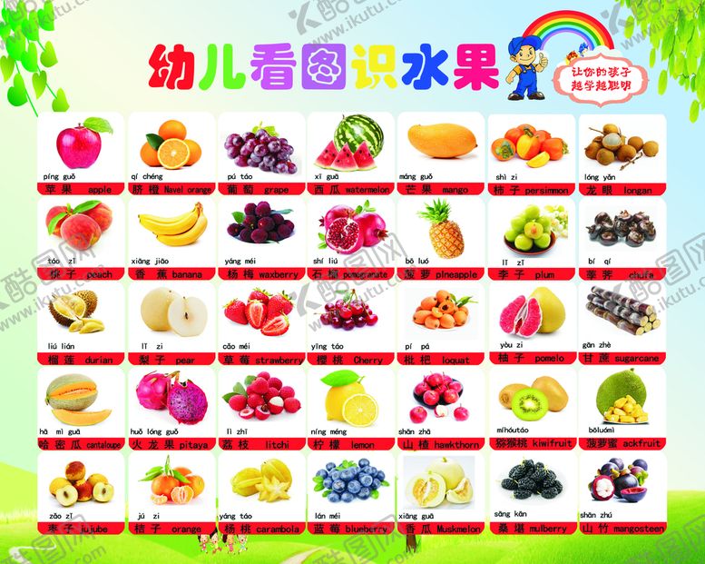 编号：69852410080040383176【酷图网】源文件下载-幼儿看图识水果