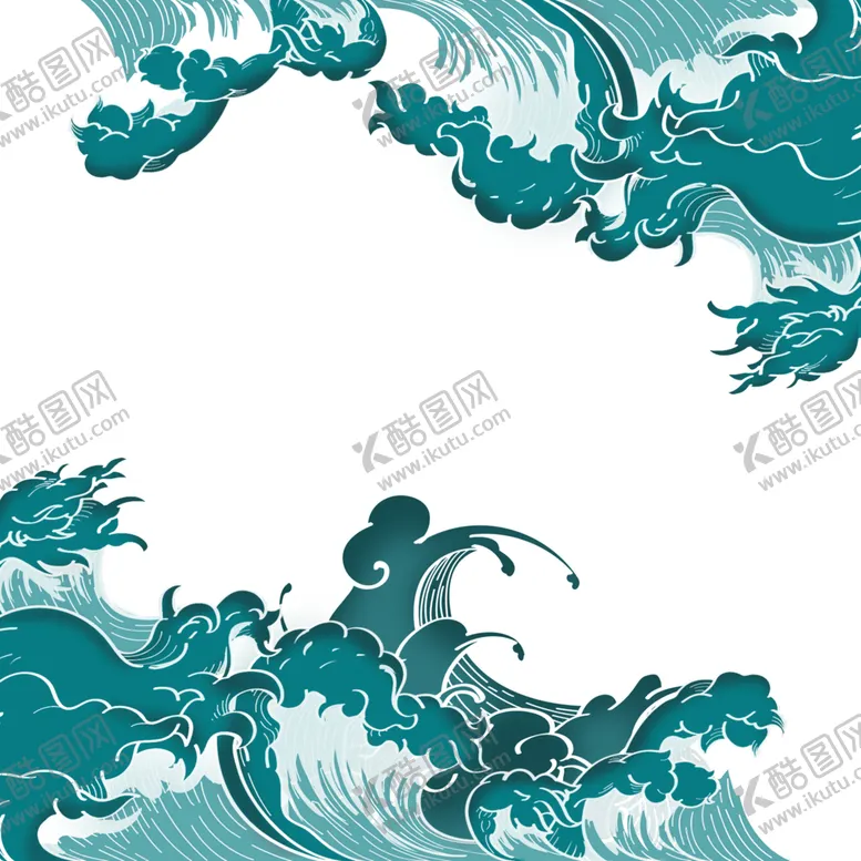 编号：85032012072124303088【酷图网】源文件下载-国潮中国风插画手绘海浪