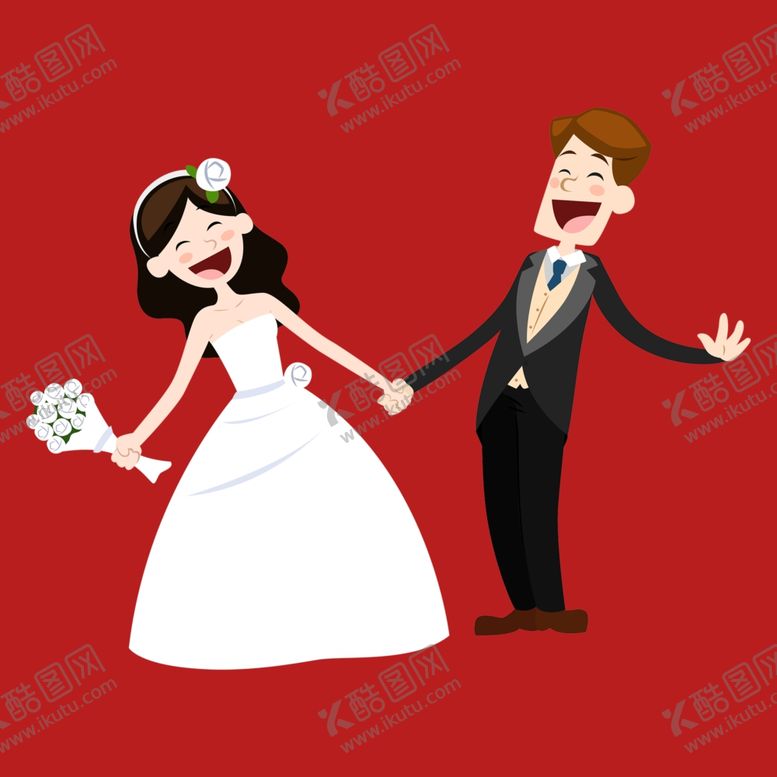 编号：67374402030043151161【酷图网】源文件下载-手绘结婚男女
