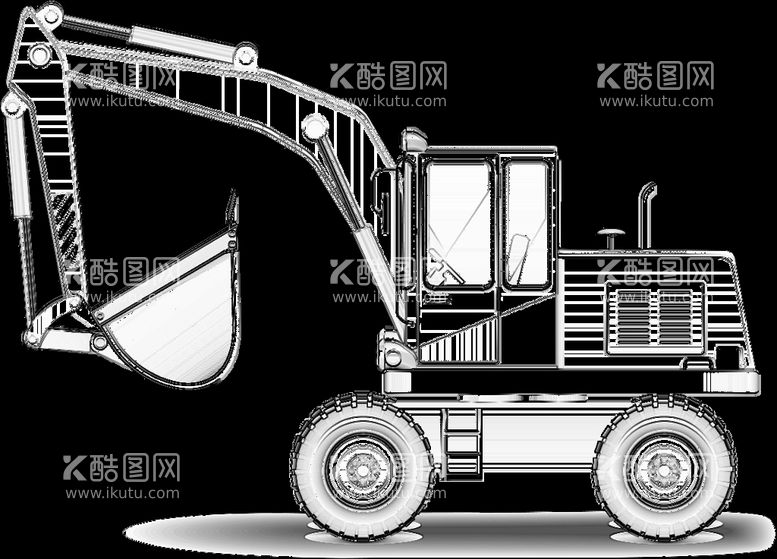 编号：29366910170651026717【酷图网】源文件下载-轮胎 挖掘机线稿