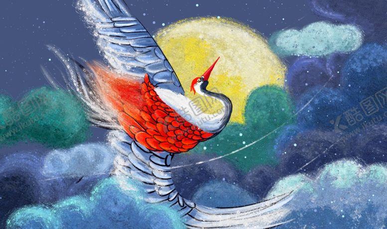 编号：39050509180402213944【酷图网】源文件下载-手绘中国风仙鹤