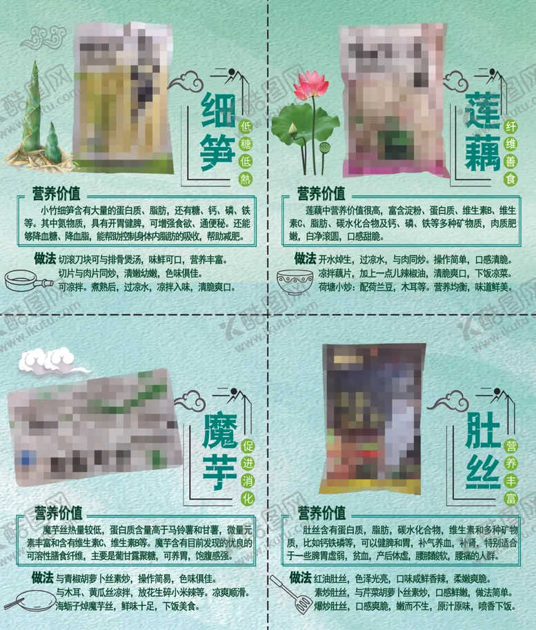 编号：90650501210607204901【酷图网】源文件下载-水菜笋莲藕魔芋肚丝营养价值做法
