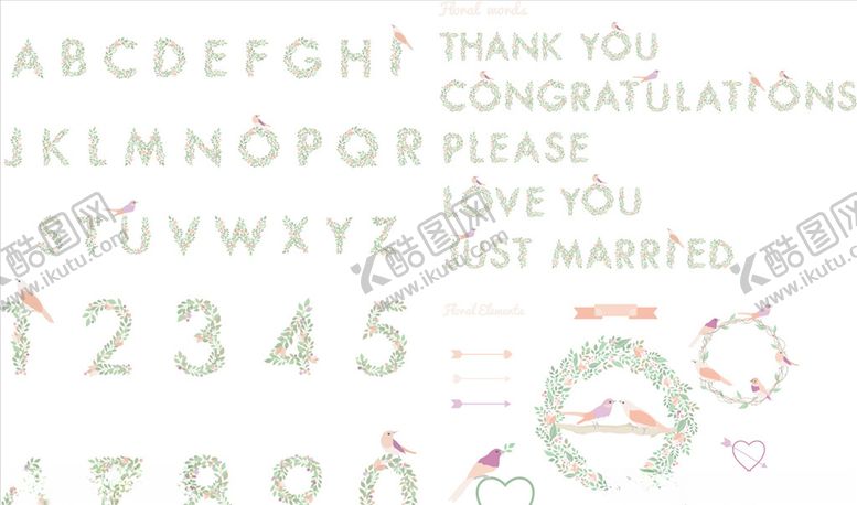 编号：45924510020145043424【酷图网】源文件下载-矢量树叶数字字母