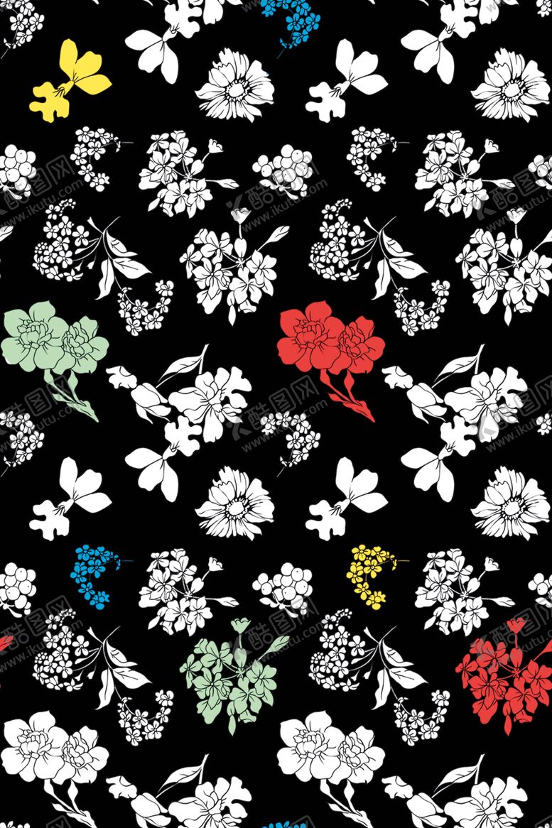 编号：96599309260950443701【酷图网】源文件下载-热带花数码印花手绘花热带