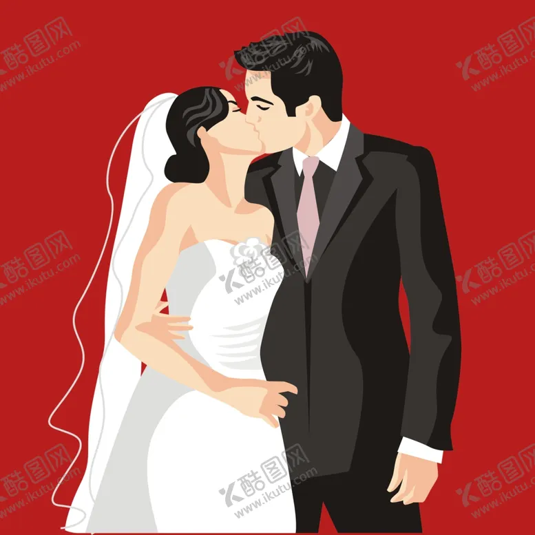 编号：14672402030042028099【酷图网】源文件下载-手绘结婚男女