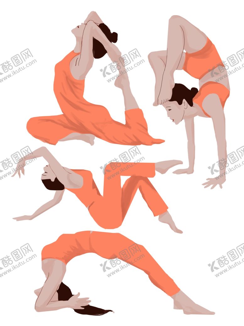 编号：63753005030800163567【酷图网】源文件下载-瑜伽动作剪影分层免扣-2