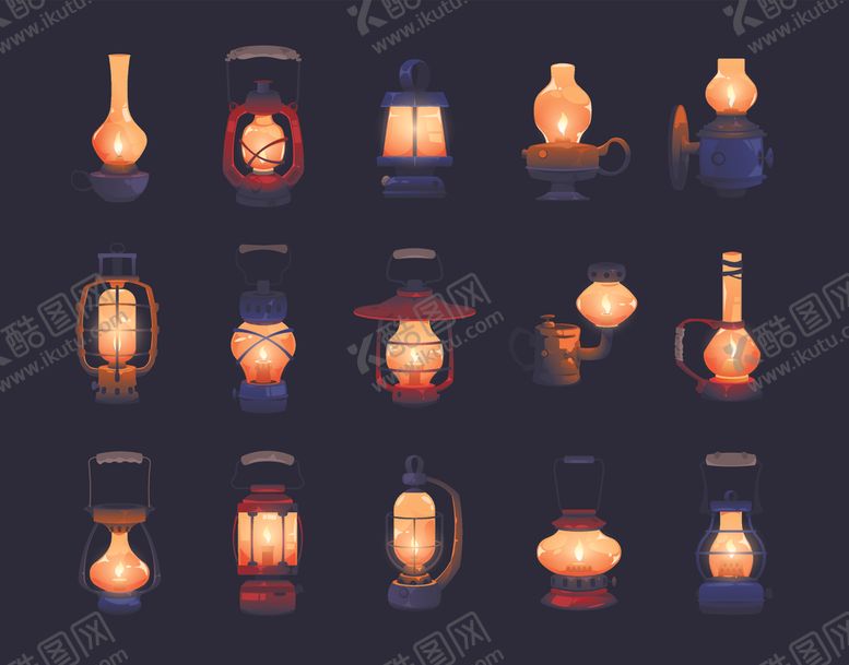 编号：18554303072210386310【酷图网】源文件下载-油灯马灯卡通插画