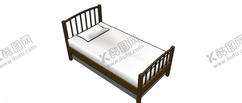 编号：37693205021505212506【酷图网】源文件下载-单人床skp模型