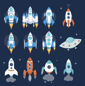多样火箭与飞碟太空图案