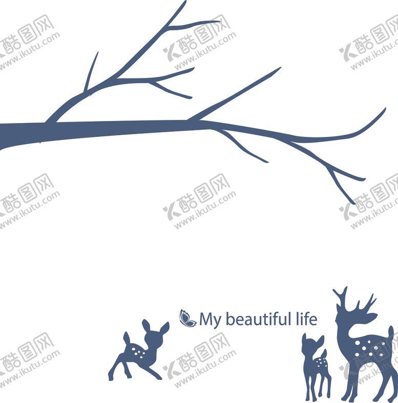 编号：98277210221013075785【酷图网】源文件下载-树底下的梅花鹿