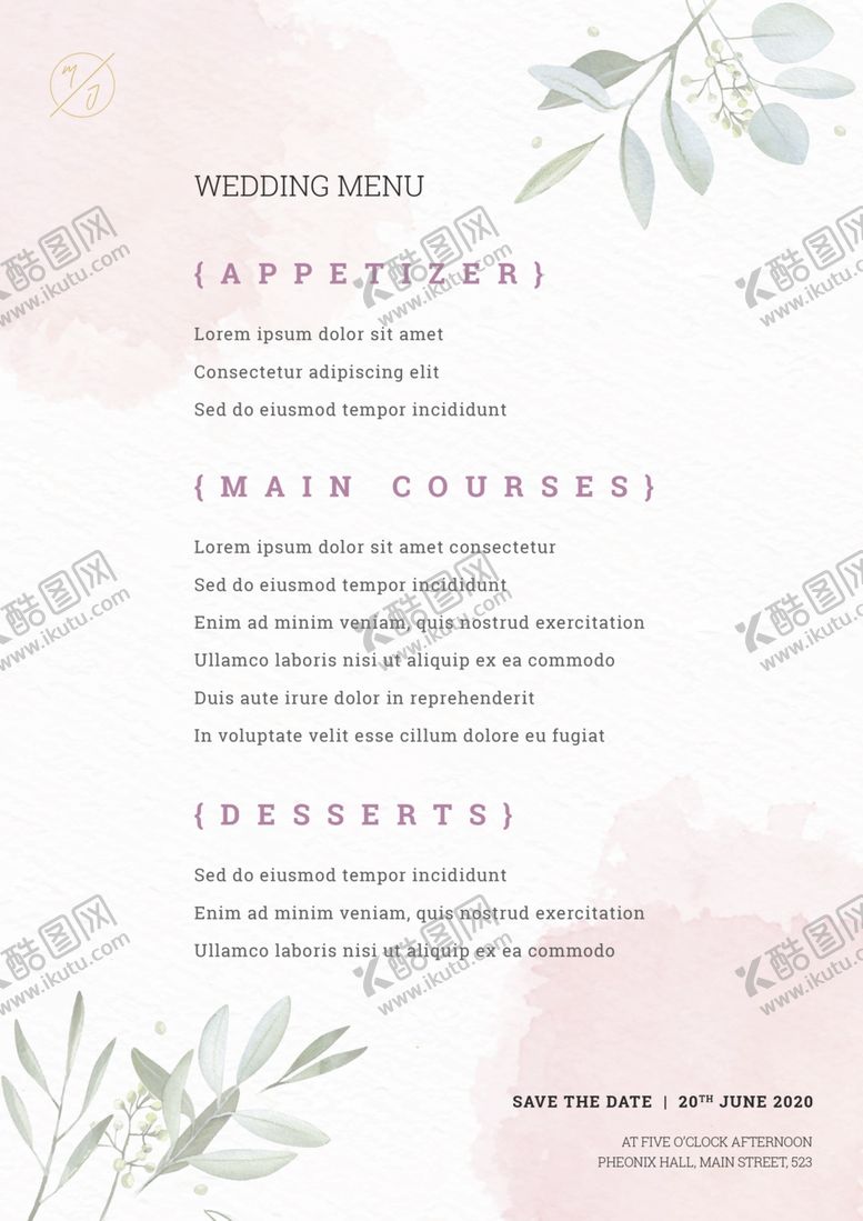 编号：64776009181853493562【酷图网】源文件下载-婚礼菜单海报