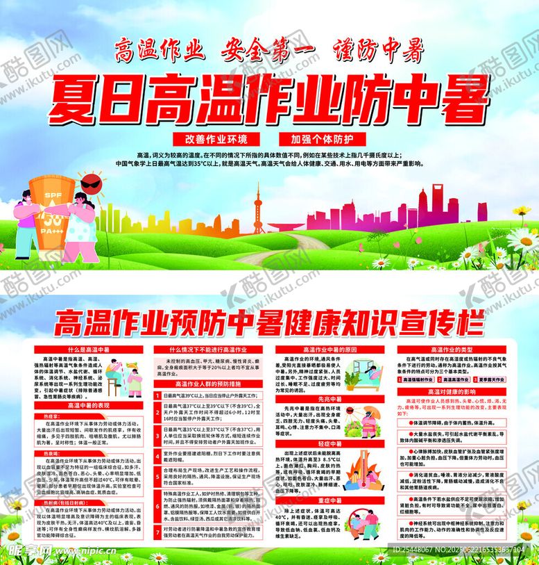 编号：40933007042014254631【酷图网】源文件下载-夏日高温作业防暑宣传栏