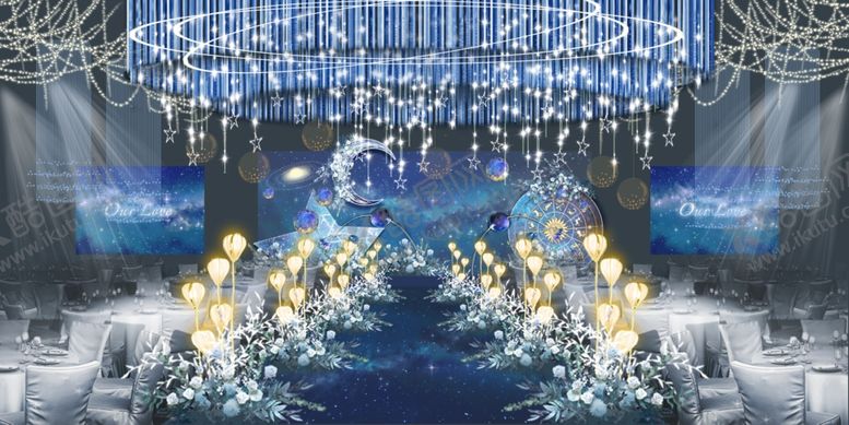 编号：17070605060947074475【酷图网】源文件下载-星空主题蓝色雾霾蓝婚礼效果图