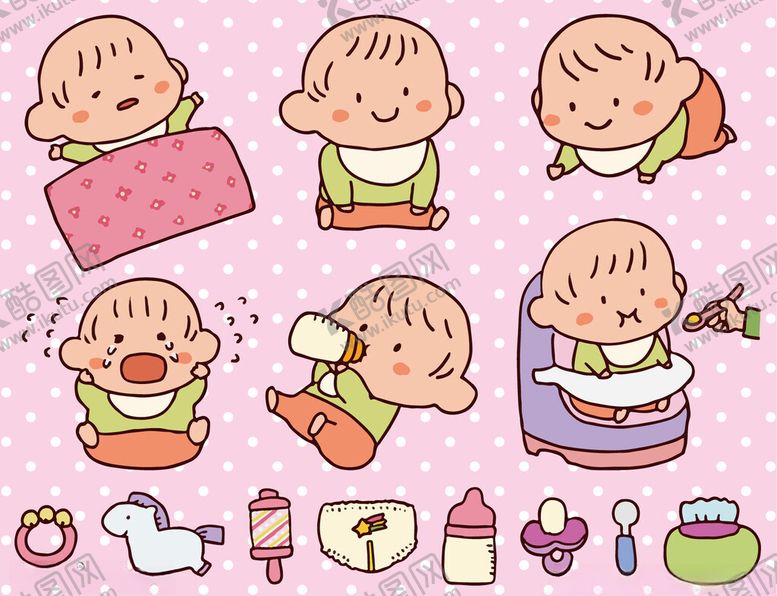 编号：12055910311803594964【酷图网】源文件下载-可爱宝宝日常插画形象