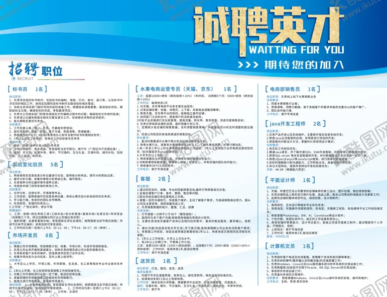 编号：22008406291445308487【酷图网】源文件下载-招聘海报招聘展架
