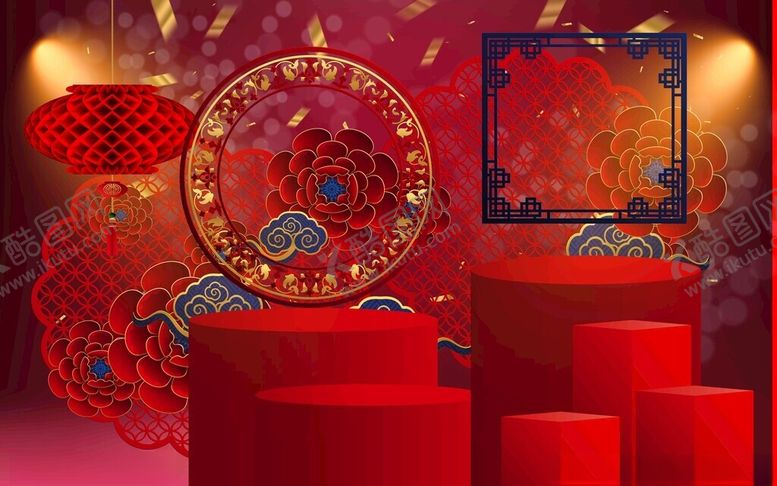 编号：34448411211815413076【酷图网】源文件下载-喜庆中式舞台布置场景