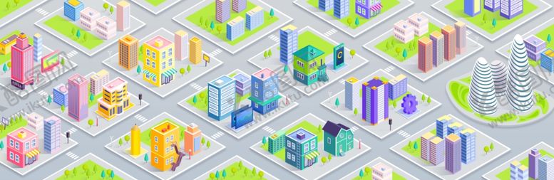 编号：93843009101249186936【酷图网】源文件下载-2.5D城市矢量超长插画