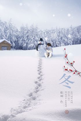 灰色意境小雪24二十四节气海报