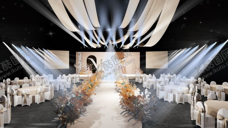 编号：12148604030939136606【酷图网】源文件下载-梦幻蓝白系婚礼仪式现场