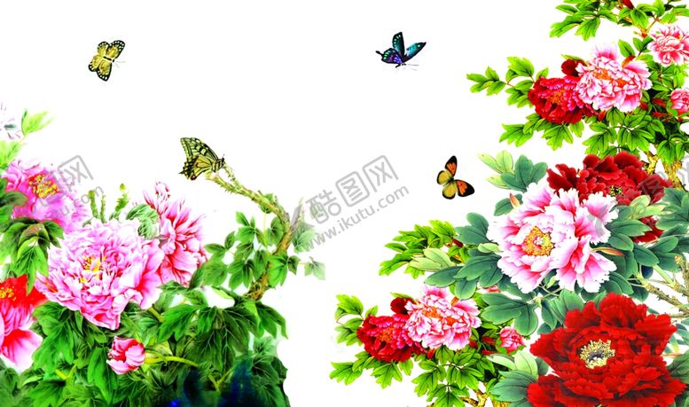 编号：92733807071717342758【酷图网】源文件下载-牡丹花花开富贵装饰画背景墙