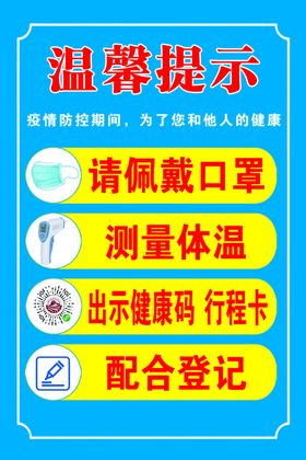 温馨提示佩戴口罩测量体健康码行程卡