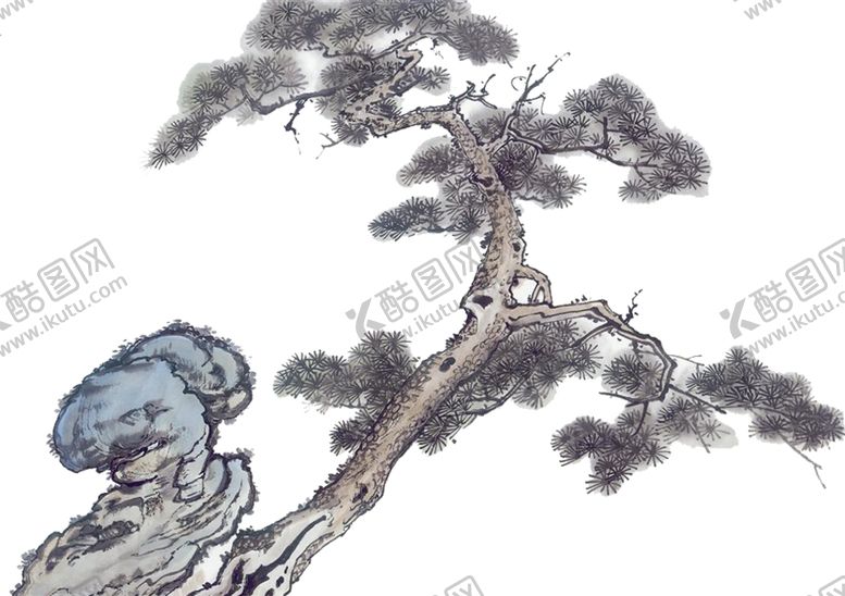 编号：15940805090148318937【酷图网】源文件下载-水墨中国风迎客松