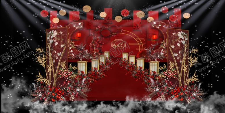 编号：40748010032119212824【酷图网】源文件下载-红色新中式婚礼设计效果图