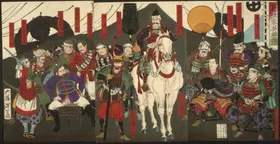 月冈芳年浮世绘情景教导立志基武士女人