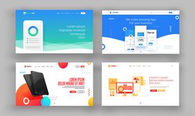 多样蓝色网页设计元素