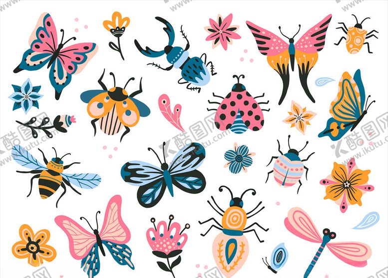 编号：11845710020311156644【酷图网】源文件下载-昆虫印花