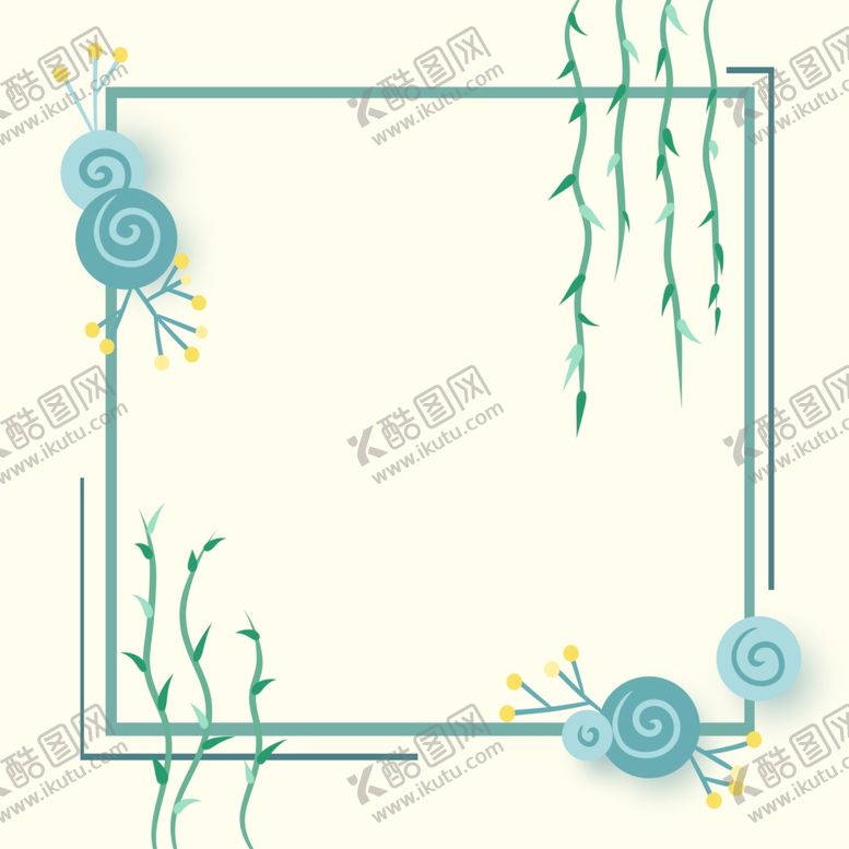 编号：11843610181407093417【酷图网】源文件下载-蓝绿色简约藤曼植物元素