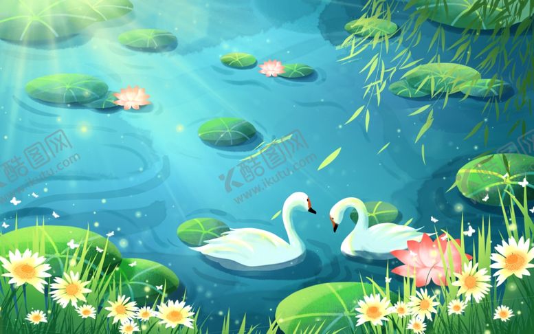 编号：65397609211536258717【酷图网】源文件下载-荷塘插画