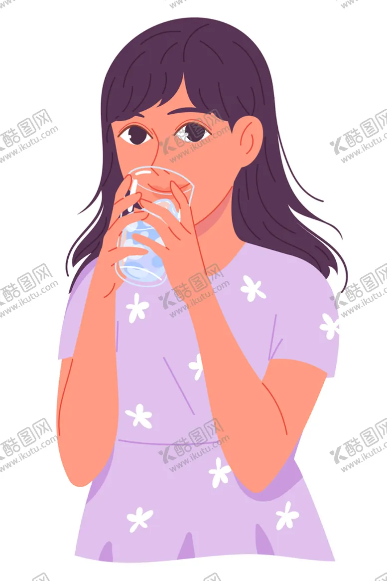 编号：71534609130129031946【酷图网】源文件下载-卡通喝水人物健康生活拿着