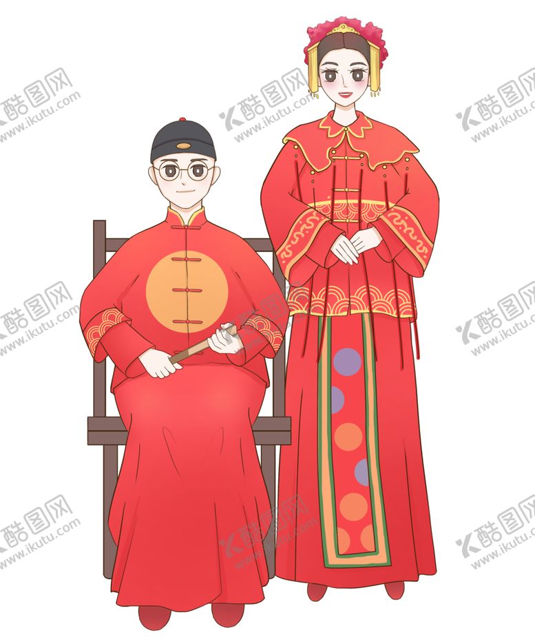 编号：71908107130240393214【酷图网】源文件下载-卡通新郎新娘PNG免扣素材