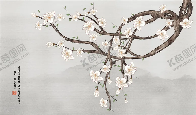 编号：79507005070218415125【酷图网】源文件下载-花鸟画手绘花鸟背景墙