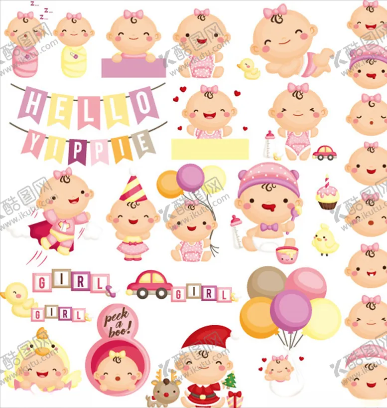 卡通头像素材卡通婴儿插画baby童幼