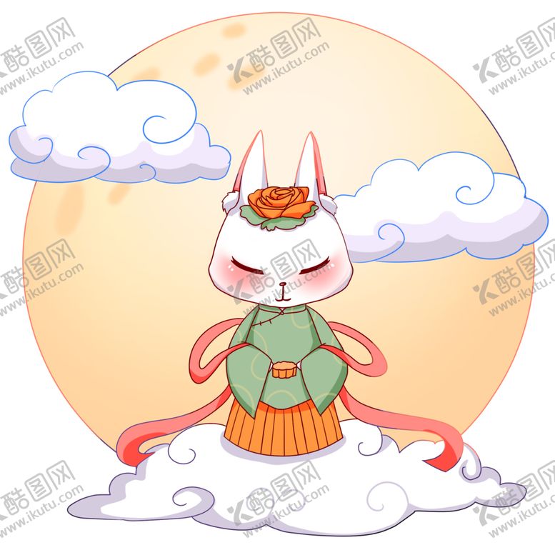 编号：92912101171709386385【酷图网】源文件下载-中秋插画   可爱卡通兔子  
