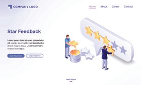 创意五星好评客户反馈插画设计