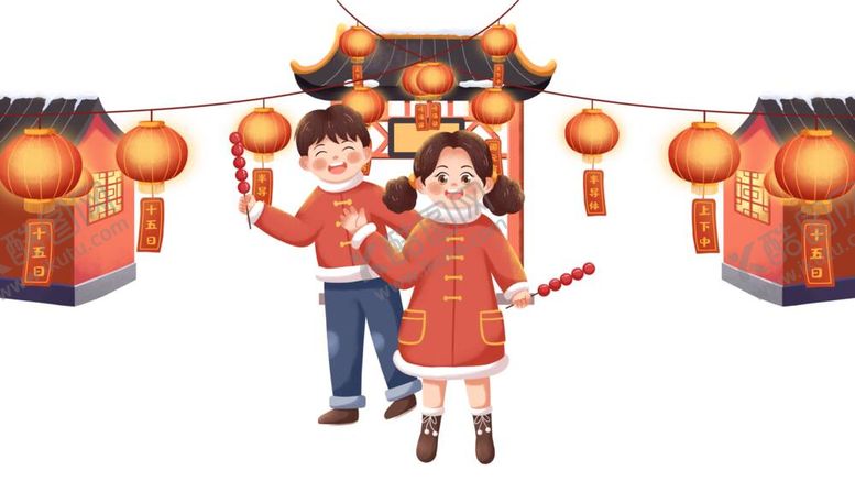 编号：37277011281137449341【酷图网】源文件下载-元宵节赏花灯人物元宵猜灯谜