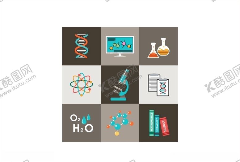 编号：93244210301957205666【酷图网】源文件下载-科学实验元素图标矢量素材