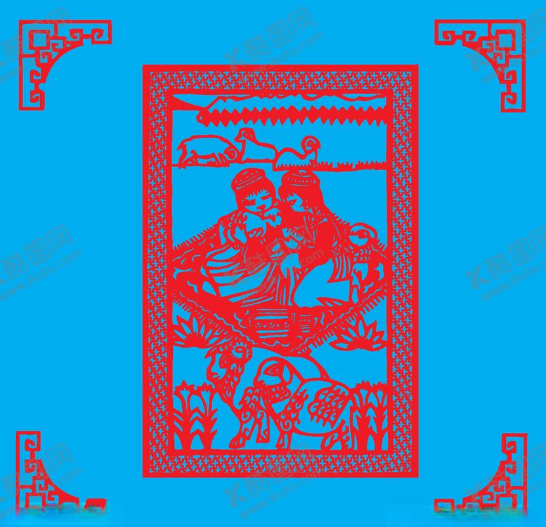 编号：23283509271723552791【酷图网】源文件下载-喂羊剪纸