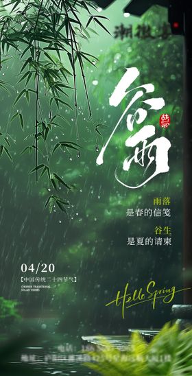谷雨实景下雨节气海报