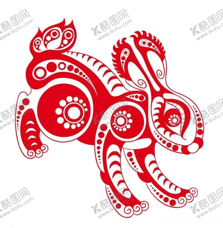 编号：19703904210328049870【酷图网】源文件下载-中国兔子剪纸贴花图案
